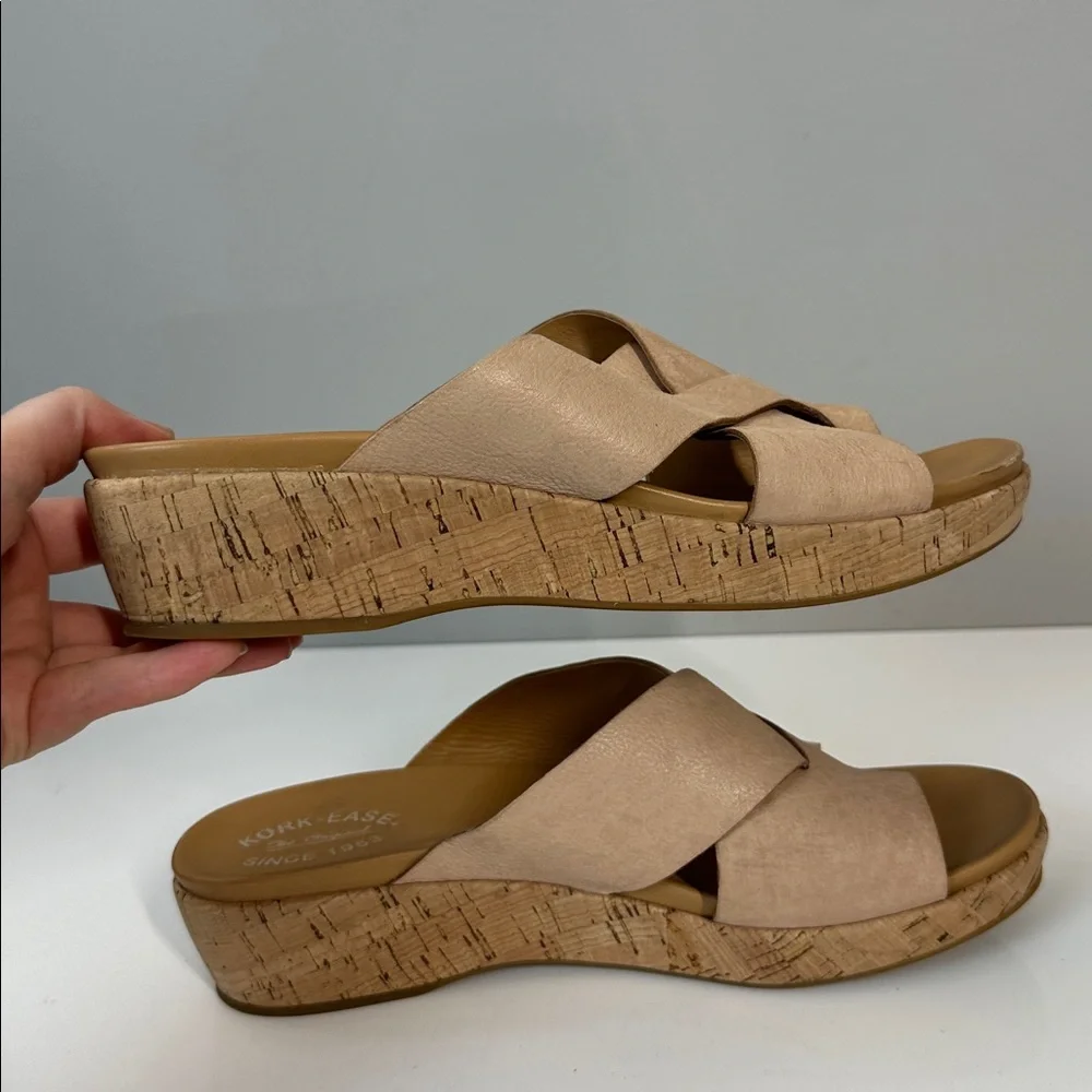 Kork-Ease Baja Leather Cork Wedge Sandals Size 11 Summer